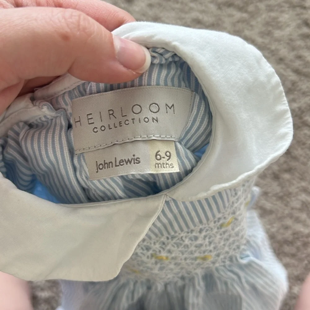 Heirloom Collection Blue Striped Baby Smocked Dress - Picture 4 of 5